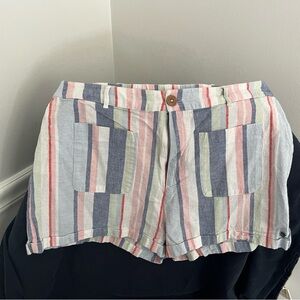 Roxy Linen Multicolor Striped Women's Shorts 2” inseam